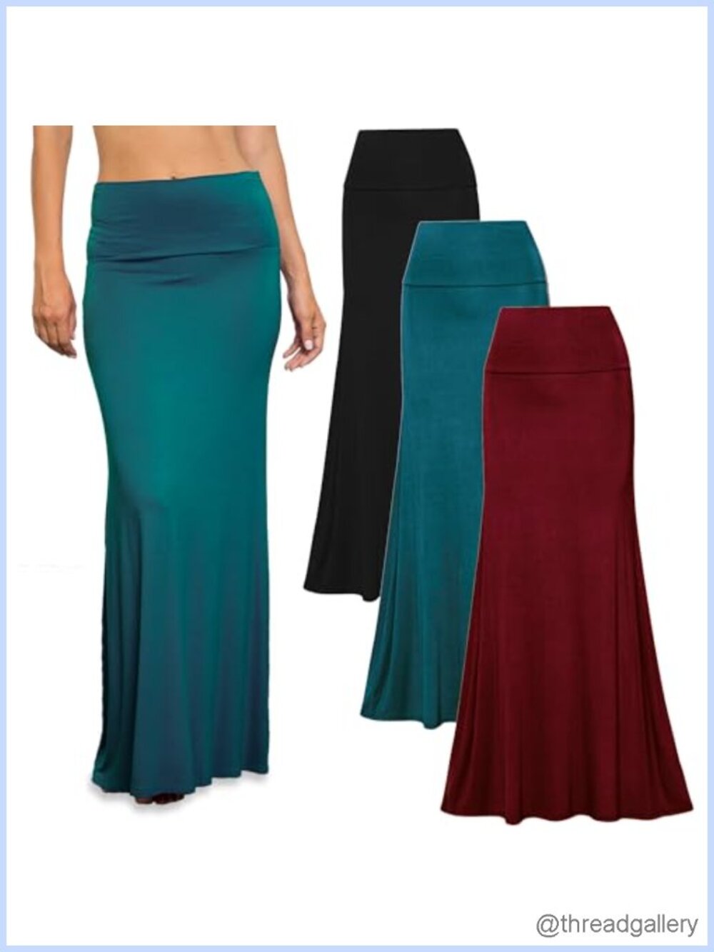 3 Pack High Waisted Maxi Skirts for Women, Stretchy Flowy Long Skirt, Rayon